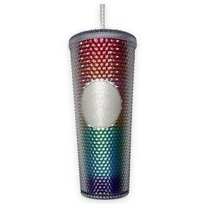 Starbucks Pride Tumbler 2020 Summer Studded Rainbow 24 oz. Cold Cup Straw 🌈